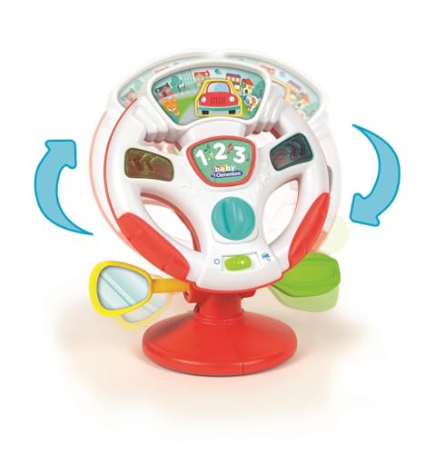 Clementoni - Volante de Actividades - Juguete Interactivo con Luces y Sonidos para Simular Conducción y Aprender Números, a Partir de 10 Meses, con Luces LED, 17241