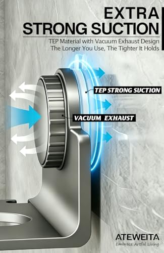 ATEWEITA Föhn Halterung ohne Bohren, Saugnapf Fönhalter für Badezimmer, verstellbare Haartrocknerhalter mit starkem Halt für Mieter, Universeller Hair Dryer Holder für Badezimmer