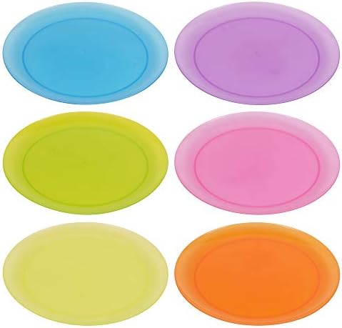 6 Pcs Colourful Plastic Plates Set, Kids Children's Reusable BPA Free Lunch Dinner Plates, Indoor Outdoor Camping Picnic Tableware Set