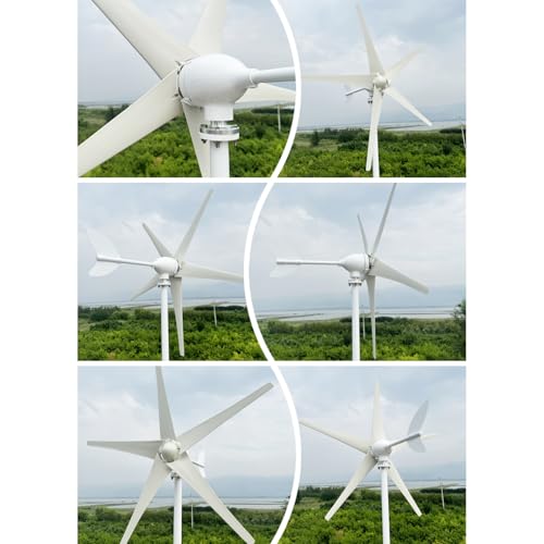 Kit de turbina eólica doméstica pequeña de 800W-1200W 12V/24V/48V, 5 aspas de aluminio duraderas con controlador de carga para carga de energía renovable marina fuera de la red