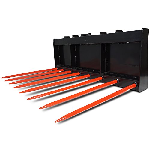 Titan 60" Tine Bucket Silage Rake Manure 39" Hay Bale Spear Skid Steer