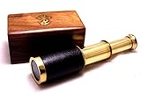Vrinda 6' Handheld Brass Telescope with Wooden Box - Pirate Navigation