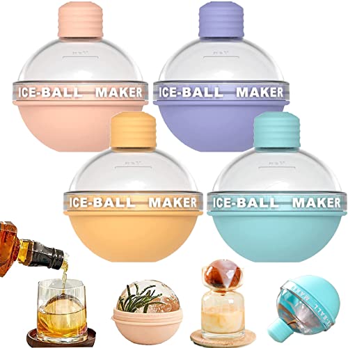 Set di 4 stampi rotondi per cubetti di ghiaccio, con coperchio per whisky, cocktail, gin e altro
