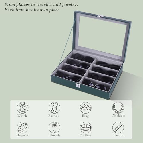 Image of AUTOARK Leather 8 Piece Eyeglasses Storage and Sunglass Glasses Display Case Organizer