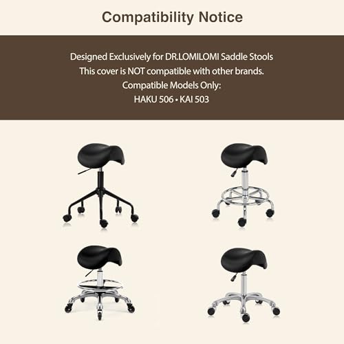 DR.LOMILOMI Saddle Stool Cover, Seat Slipcover, Jacquard Fabric Crease-Resistant Stretchy Washable Dust-Proof, Not a Universal Fit, Only Compatible with Haku 506 and Kai 503 Saddle Stool (Set of 1) - Thumbnail 5