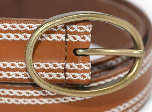 Lucky Brand Women's Embroidered Edge Leather Belt4