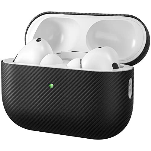 memumi Carbon etui do AirPods Pro 2, 0,3 mm, super cienkie, etui z prawdziwego włókna aramidowego 600D [100% włókno aramidowe] do AirPods Pro 2 2022 - czarne