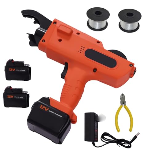 Handheld Rebar Tying Machine, Automatic Rebar Tier Tying Machine, Electric Strapping Steel Bar Tie Tool with 2 Battery, 2 Rolls of Wire for Steel Band Wire Ties(34mm(1.34in))