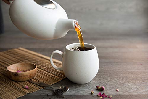 London Pottery Pebble - Tetera pequeña con infusor para té suelto, gres, blanco moteado, 2 tazas (500 ml) - Imagen 3