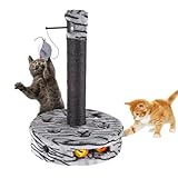 Picture of Cat Scratching Post - Interactive Play Area with Sisal Rope Scratcher and Hanging Toy for Indoor Cats - Scratch Tree for Pets by PETMAKER (Black/Gray)