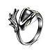 YFN Anillo dragón plata de ley negro dragon ajuste anillo joyería regalo para mujer hombre