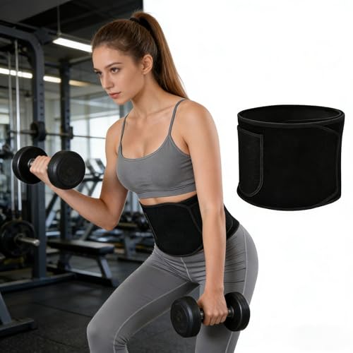 Image of Belly Fat Belt for Women and Man,Sweat Belt Fat Burner with Pocket,Neoprene Waist Trimmer for Weight Loss,Tummy Exercise,Hot Slimming Belt Lower Back Support and Relief in Back Pain