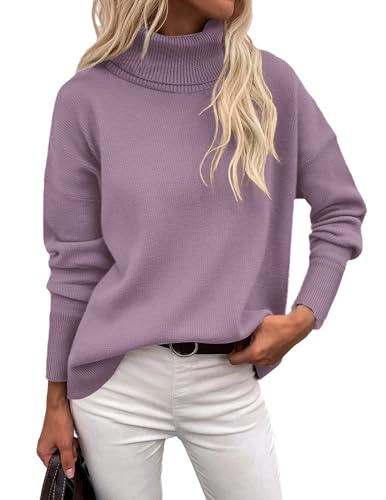 Image of Zeagoo Women's Turtleneck Sweater 2026 Fall Winter Chunky Knitted Pullover | High Low Hem Trendy Basic Jumper Top, Long Sleeve Casual Knit Pullover 2026, Fall Fashion Outfits, Winter Clothing for Women
