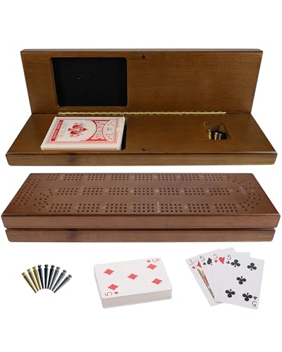 Tablero de Cribbage con cartas y clavijas metálicas miniatura 1