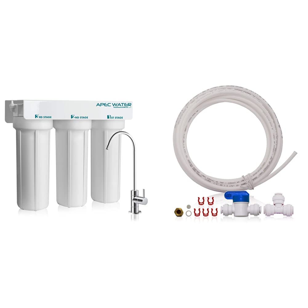 Photo 1 of **NON-REFUNDABLE** // **SALE FINAL**PARTS ONLY*** 
APEC Water Systems WFS-1000 3 Stage Under-Sink Water Filter System & ICEMAKER-KIT-RO-1-4 Ice Maker Installation Kit for Standard 1/4" Output Reverse Osmosis Systems, Refrigerator and Water Filters 3 Stage