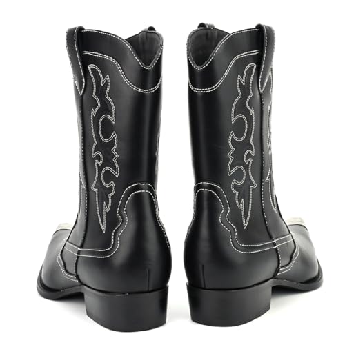 WEOOAR Cowboy Boots for Men Western Men's Boots with Classic Embroidered Slip Resistant Durable Fashionable Retro for Spring Fall (Black 9.5) by WEOOAR - Used condition - Image 5