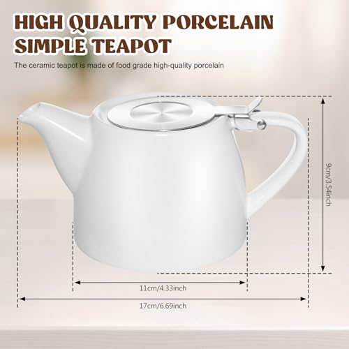 Miniatura 2 de Porfoyo Tetera Con Colador, Tetera De Cerámica De 500 Ml Con Colador De Té De Acero Inoxidable Extraíble, Cerámica De Teapot, Acero Inoxidable, Infusor De Malla Fina, Porcelana Para Disfrutar Del Té