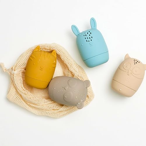 Image of Bumble Bear Mold Free Silicone Bath Toys, Baby Bath Toys 6-12 Months, Toddlers 1-3, Non Toxic Infant Bathtub Toy, Water Toys, Pool Toy, Dishwasher Safe