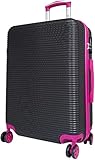 Warenhandel König Hartschalen ABS Koffer Trolley Reisekoffer Reisetrolley Handgepäck Boardcase Santorin (Größe L, Farbe Schwarz-Pink)
