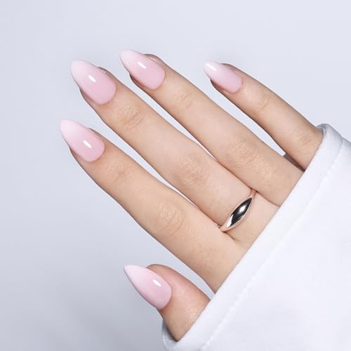 Pink Ombre Press On Nails - Pink Short Fake Nails, Almond Nude Pr...