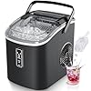 EUHOMY Máquina de Hielo: 9 Cubos en 6 Minutos, Maquina de Hacer Hielo Autolimpiable, 12Kg/24H, 2 Tamaños de Hielo, con aAsa, Pala para Hielo y Cesta Ideal Para Inicio/Cocina/Oficina/Bar, Negro