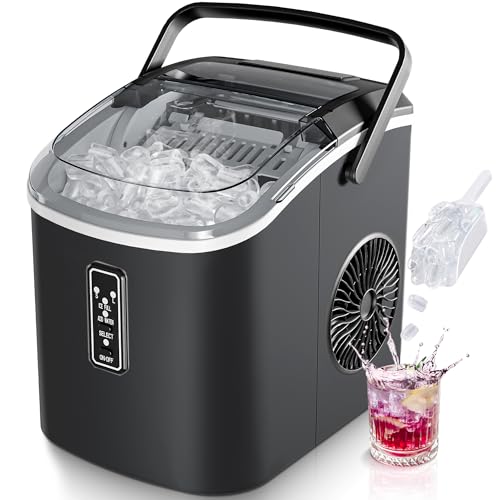 EUHOMY Máquina de Hielo: 9 Cubos en 6 Minutos, Maquina de Hacer Hielo Autolimpiable, 12Kg/24H, 2...