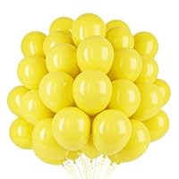 Matte Yellow Balloons, 100 Pack 10 Inch Thicken Latex Balloons Party Decorations with 2 Rolls of Ribbons for Balloon Garland Arch Birthday Wedding Anniversary Baby Shower Daisy Bee Theme Christening