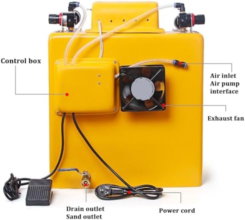 Heavy Duty Sand Blaster Cabinet for Wet and Dry Sandblasting, Adjustable Air Pressure with Two-Hand Operation and Built-in Lighting for Efficient Parts and Accessories Processing