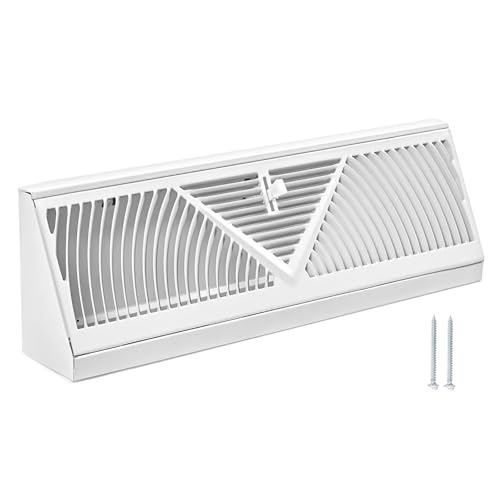 15 Inch Baseboard Register (Duct Opening Size) - Baseboard Vent Covers for Home - Easy Adjust Air Supply Lever Floor Baseboard Diffuser (White)