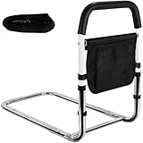 Bed Rails for Elderly Adults, Adjustable Height Bed Assist Rail with Storage Pocket, Safety Bed Guard/ Grab Bar/ Bed Cane/ Fall Prevention Bedside Handrail for Elderly, Pregnant, Mobility Support