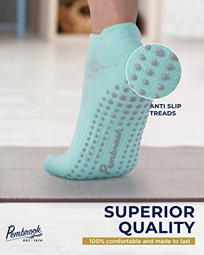 Pembrook Grip Socks For Women And Men - 6 Pairs Barre Socks With Grips For Women | Gripper Socks For Women | Yoga Socks For Men | Pure Barre Socks | Non Slip Socks Mens #TOP3