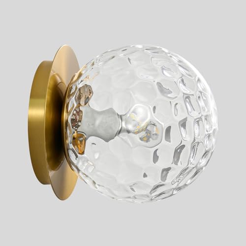 Image of Modern Gold Globe Wall Sconce,Single Light with Clear Glass Shade