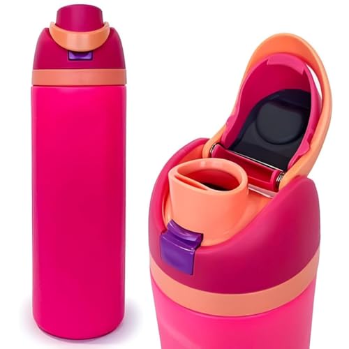 Image of LHOTSE FreeSip Gym Water Bottle with Straw & Spout | Leakproof Stainless Steel Sports Bottle for Workout, Fitness Training & Exercise Hydration (Red, 960 ML)