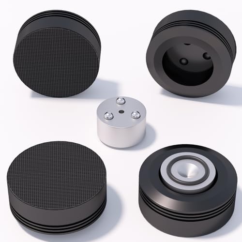 Preffair 4Pcs Audiophileターンテーブル隔離スタンド脚、アルミニウムスピーカー床保護パッド、滑り止め低音スピーカーフィート、LPビニル録音機防振底クッション。 (黒い)