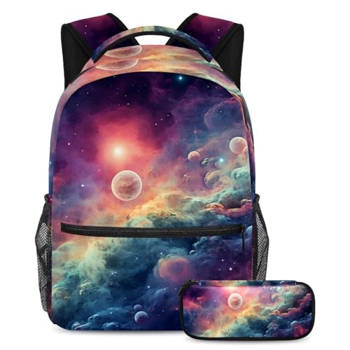 Ensemble sac à dos galaxie grand volume et trousse pour transporter tous les grands classeurs