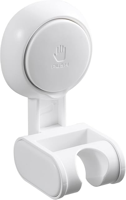Amazon Brand- Umi Shower Head Holder Suction Cup NO-Drilling Removable Bathroom Shower Head Holder Wall Mounted Waterproof & Moisture Proof Adjustable Shower Head Support Bracket Plastic