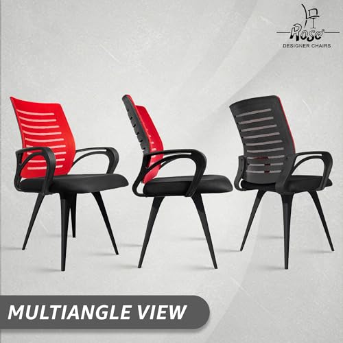 Image of ROSE Elite | 3 Years Brand Warranty | Ergonomic Office Chair, Study, WFH, Revolving, Rolling, Desk, Task, Laptop, Student Chair (Red, Elite MB Reception)