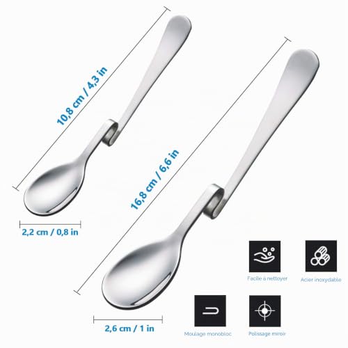 Set de 4 cuillères en acier inoxydable suspendues pour café, thé et gâteau – vue 3