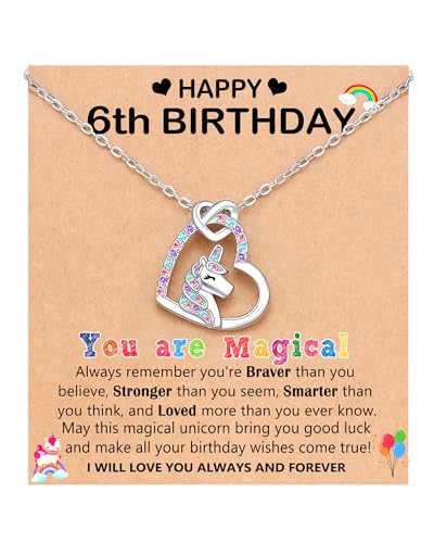 UNGENT THEM Happy 4th/5th/6th/7th Magical Birthday Gifts for Girls, Unicorn Necklace Bday Presents