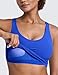 CRZ YOGA Butterlift Racerback Crop Tank Tops for Women - U Neck Yoga Padded Longline Sports Bras Pilates Workout Royal Small