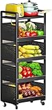 Carrito de cocina rodante de 5 niveles, carrito de almacenamiento de metal con ruedas, perfecto para verduras y frutas, estante versátil para organización de cocina y fácil movilidad