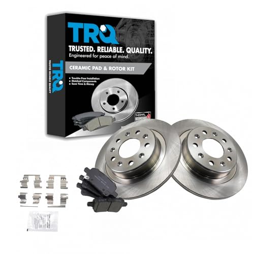 Image of TRQ Rear Brake Pad and Rotor Set Ceramic Solid Rotors