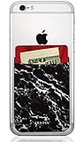 Vandel Pocket: Stretchy Lycra Stick On Card Holder Wallet for the Back of Cell Phones (Black Marble)