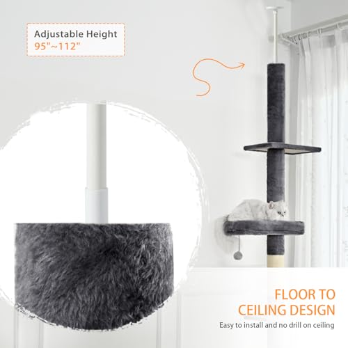 Árbol para Gatos de Piso a Techo con Altura Ajustable 112 in miniatura 6