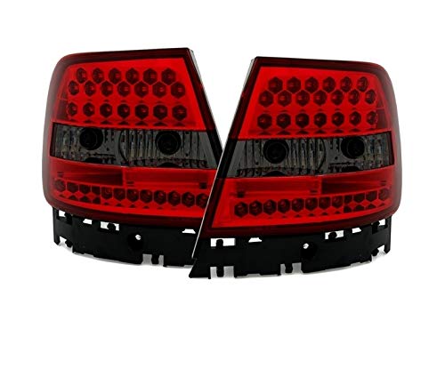 Set Tail Lights Compatible With Audi A4 B5 Saloon 1994 1995 1996 1997 1998 1999 VT454 1 Pair Driver and Passenger Side Assembly Rear Lamp Complete Light LED Clear Glass Red Smoke