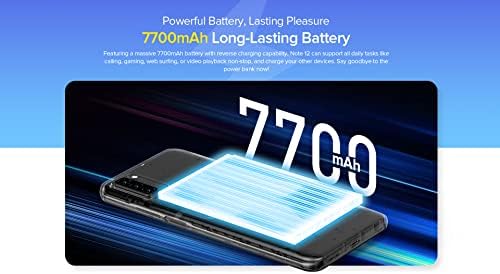 Ulefone NOTE 12 Mobile Phone Unlocked, 4GB + 128GB, 7700mAh Massive Battery DUAL SIM-Free Smartphone 4G, 6.82'' HD+ screen, 3-Card Slot Design, Android 11, 13MP Triple Camera, GPS Face Unlock Red