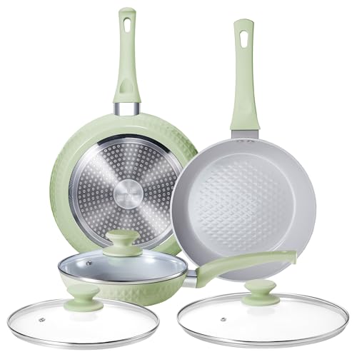 KOKHUB Pfannenset Antihaft Keramikpfanne, 20/24/28 cm Bratpfanne mit Deckel, PTFE und PFOA Frei, 3-teiliges Pfanne Set für Induktion, Gesund und Ungiftig, Spülmaschinengeeignet