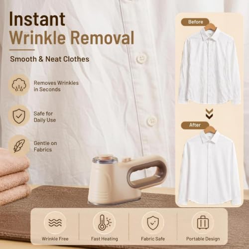Image of Portable Handheld Garment Steamer | 1000W Foldable Mini Travel Steam Iron | 160ml | Iron Rest Pads | Heat Resistant | Anti-Slip Mat | Protective Waterproof Insulation Mat | Assorted (Color Multi 0)