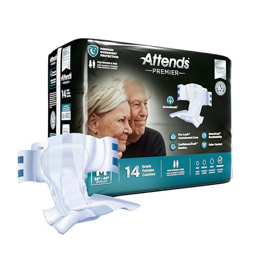 Attends Healthcare Products 49843101 White Medium Premier Adult Heavy-Absorbent Incontinence Brief, Pack of 14