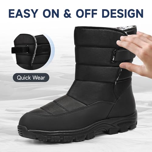 ANGRYRAM Winter Steel Toe Boots for Men Comfortable Insulated Warm Slip on Snow Boots Non Slip Puncture Proof Men's Safety Toe Work Shoes for Industry Construction Outdoor - Image 6